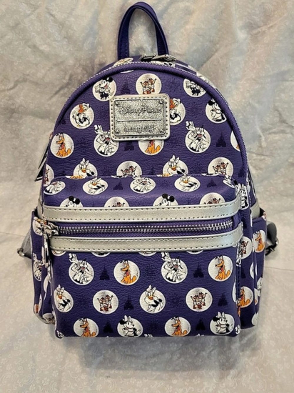 Loungefly Disney100 Mickey and Friends Mini Backpack Purple & White